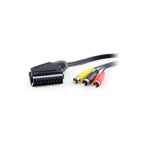 obrázek produktu PremiumCord Kabel SCART - 3xCINCH M/M 1.5m in/out přepínač - černá