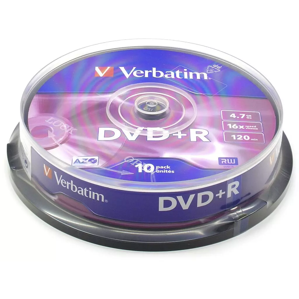 Obrázek produktu Verbatim DVD+R 16x, 4,7GB, 10 ks (Spindl)