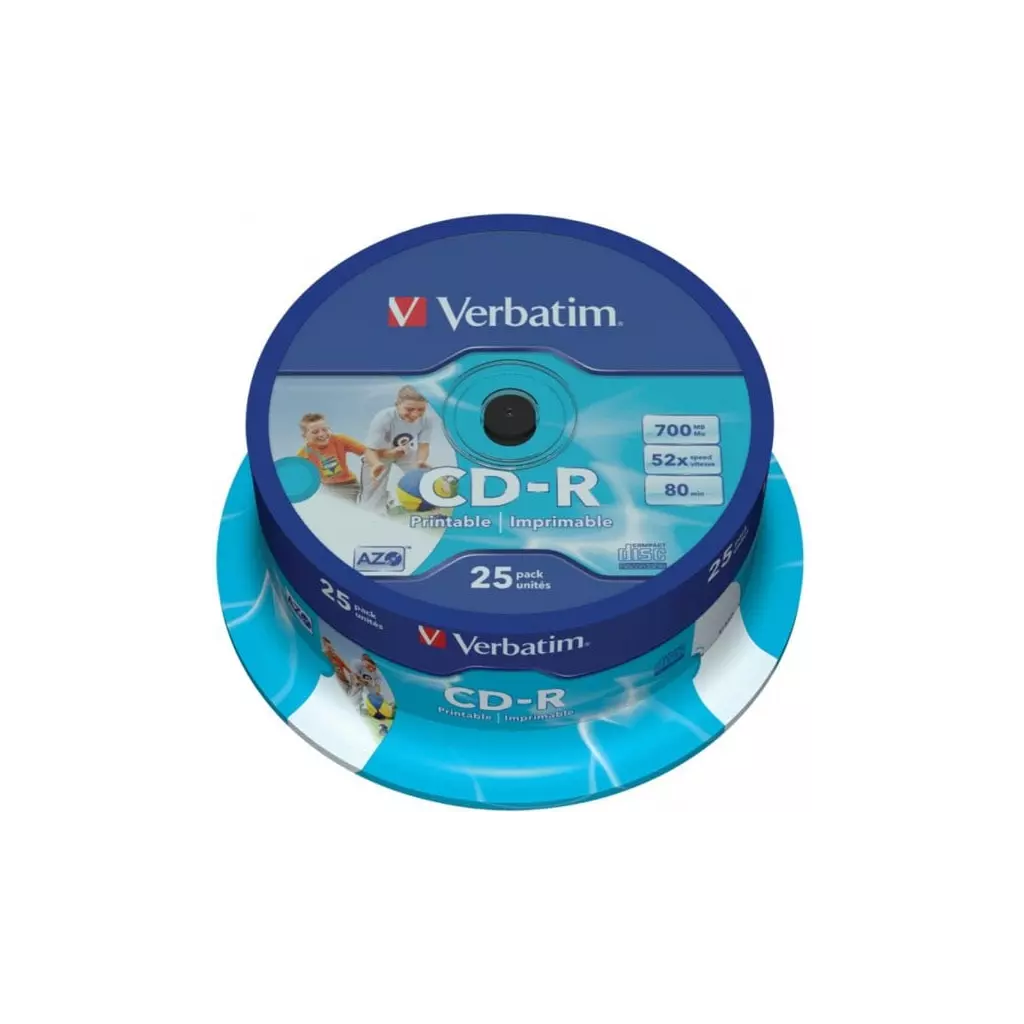 Obrázek produktu Verbatim CD-R Printable 52x, 700MB, 25 ks (Spindl)