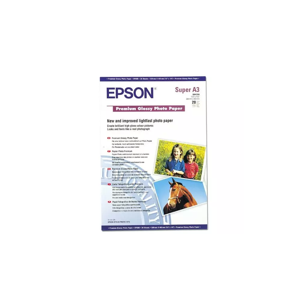 Obrázek produktu Epson Premium Glossy Photo Paper, DIN A3+, 255g/m2, 20 listů