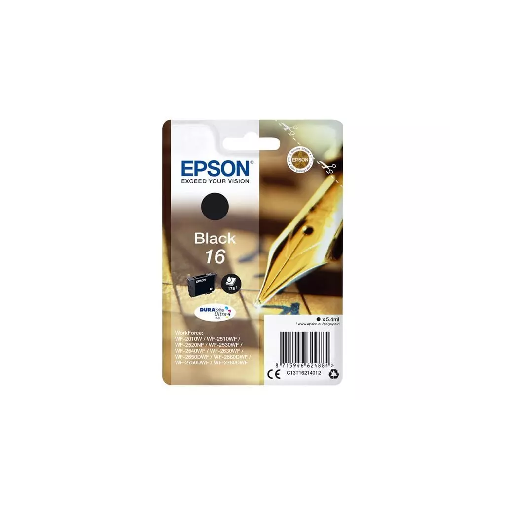 Obrázek produktu Epson T1621 16 DURABrite Ultra Ink černá - originál - černá/black
