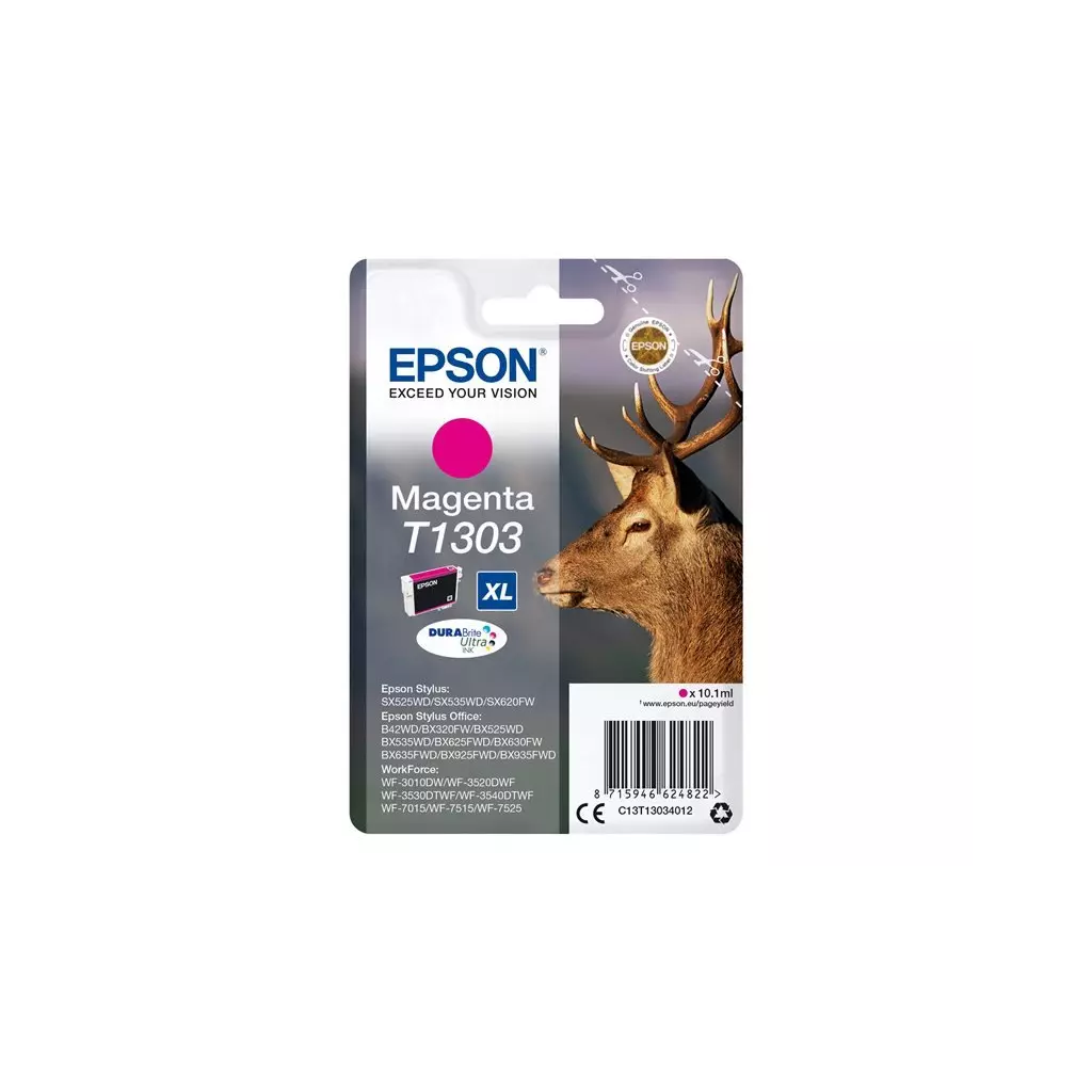 Obrázek produktu Epson T1303 Magenta 10,1ml pro Stylus SX525WD/SX620FW, Stylus Office BX320FW/BX525WD/BX625FWD - originální - purpurová/magenta