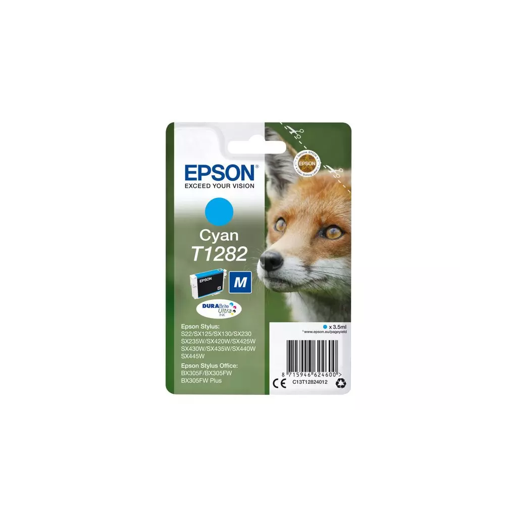 Obrázek produktu Epson T1282 Cyan 3,5ml pro Stylus S22/SX125/SX130/420W/425W, Stylus Office BX305F - originální - azurová/cyan