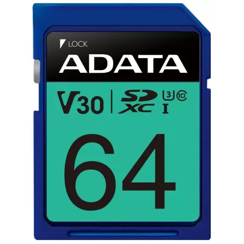 obrázek produktu ADATA SDXC karta 64GB Premier Pro UHS-I U3 Class10 V30S 95/60MB/s