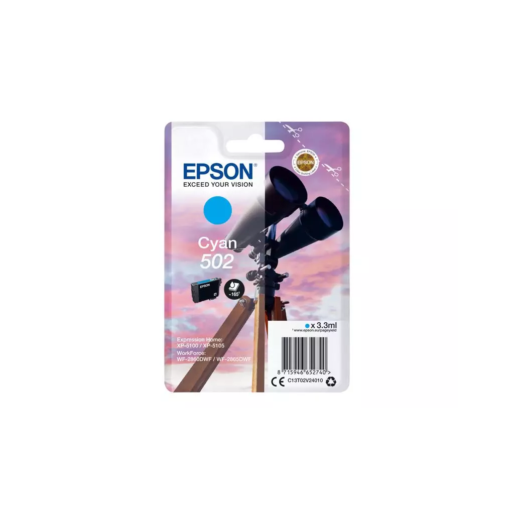 Obrázek produktu Epson 502 Cyan, azurová - originální - azurová/cyan