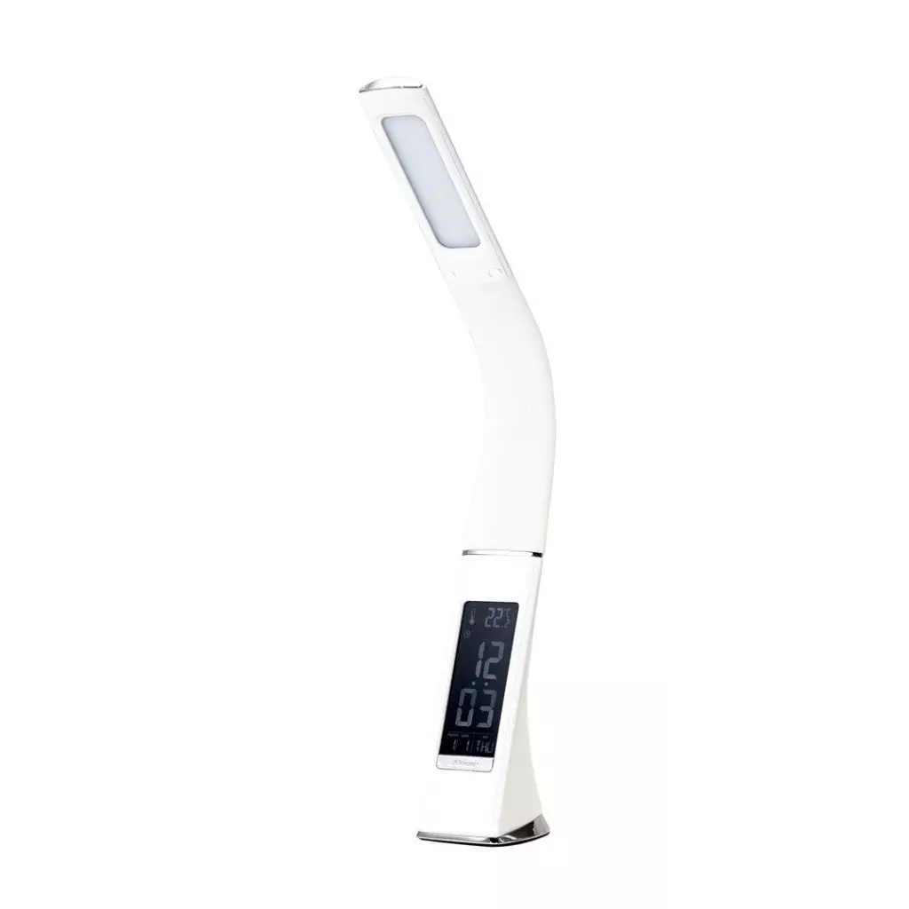 Obrázek produktu Stolní lampa IMMAX Leather White s displejem, bílá
