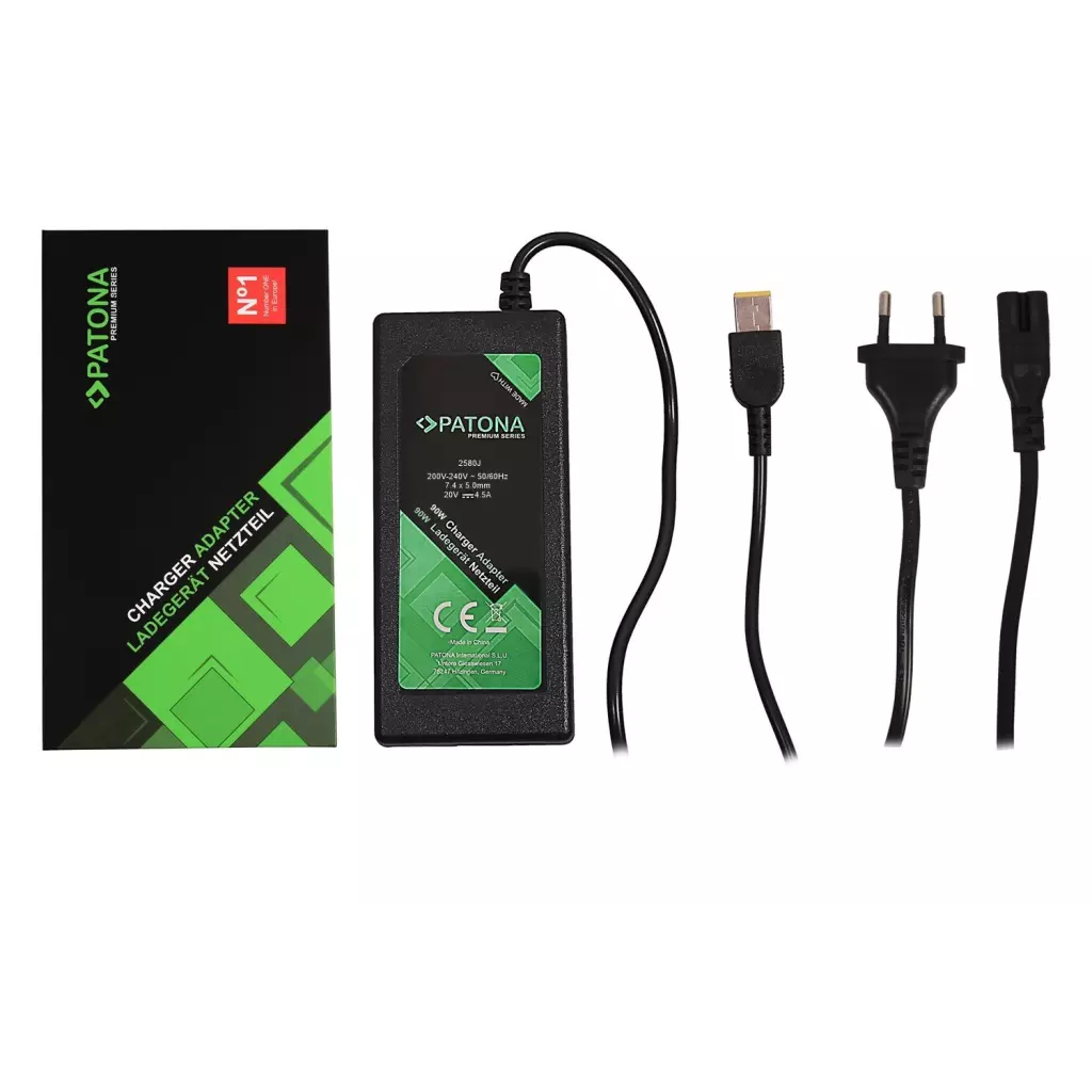 Obrázek produktu Patona PT2580 Premium, notebookový adaptér, Lenovo, Slim tip, 20V/4.5A, 90W - černá