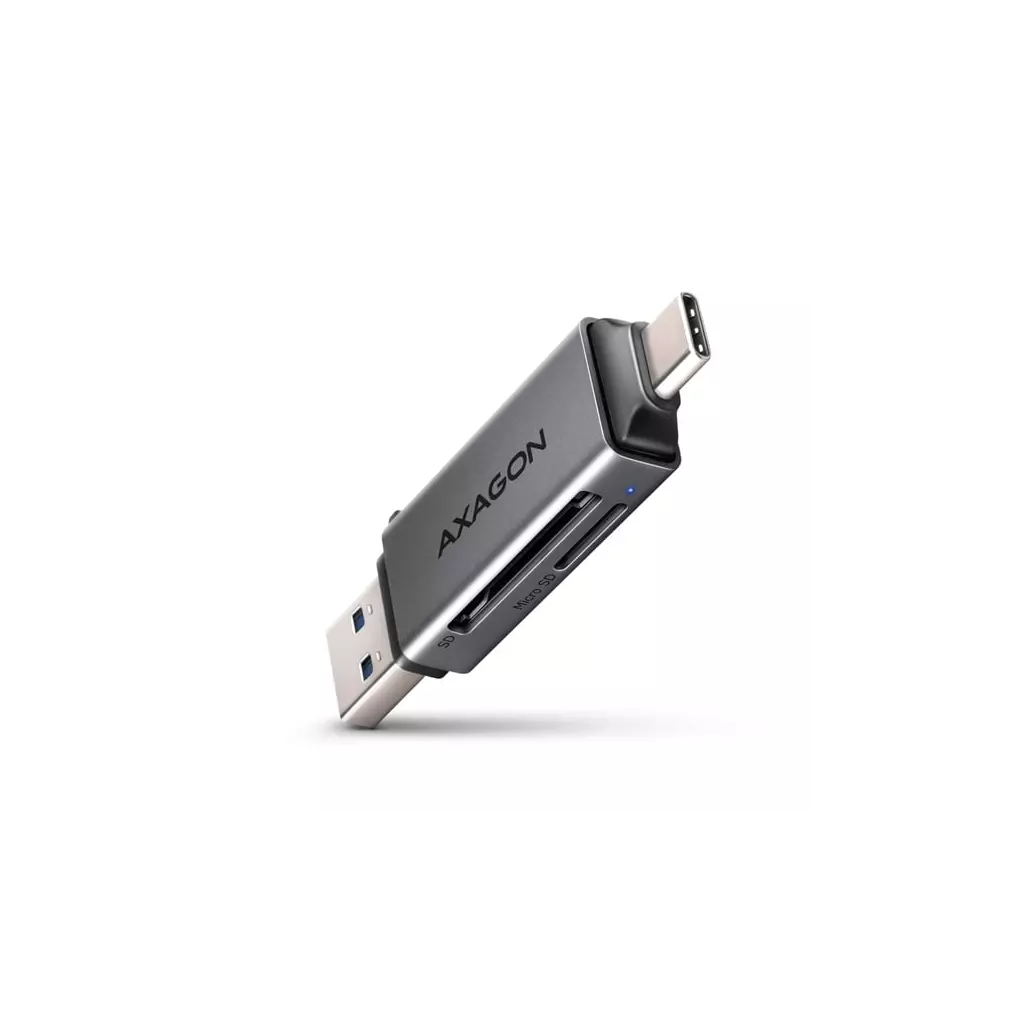 Obrázek produktu AXAGON CRE-DAC, USB-C + USB-A, 5 Gbps - MINI čtečka karet, 2-slot & lun SD/microSD, podpora UHS-I