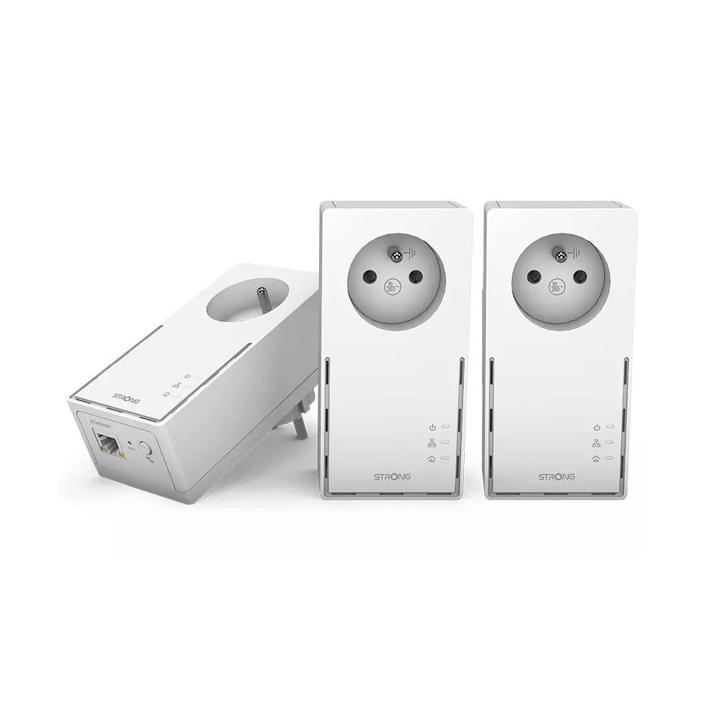 Obrázek produktu Strong sada 3x adaptérů Powerline 1000 TRI FR/ Powerline 1000 Mbit/s/ 1x LAN/ bílý