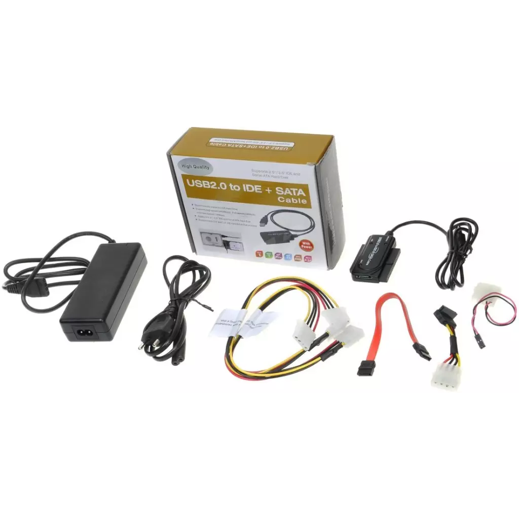 Obrázek produktu PremiumCord USB 2.0 - IDE + SATA adapter s kabelem a přídavným zdrojem