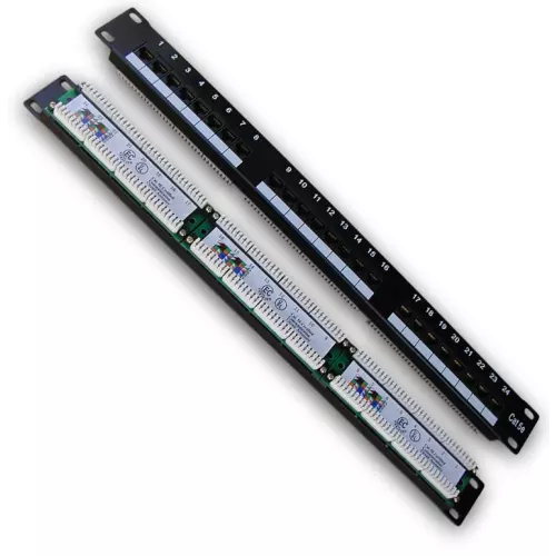 obrázek produktu DATACOM Patch panel 19" UTP 24 port CAT5E LSA 1U BK (3x8p)