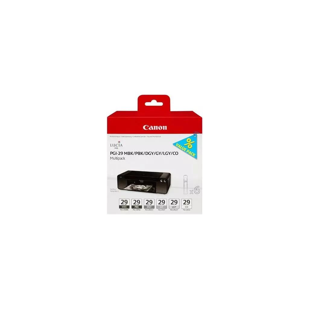Obrázek produktu CANON PGI-29 MBK/ PBK/ DGY/ GY/ LGY/ CO Multi pack - černá/black