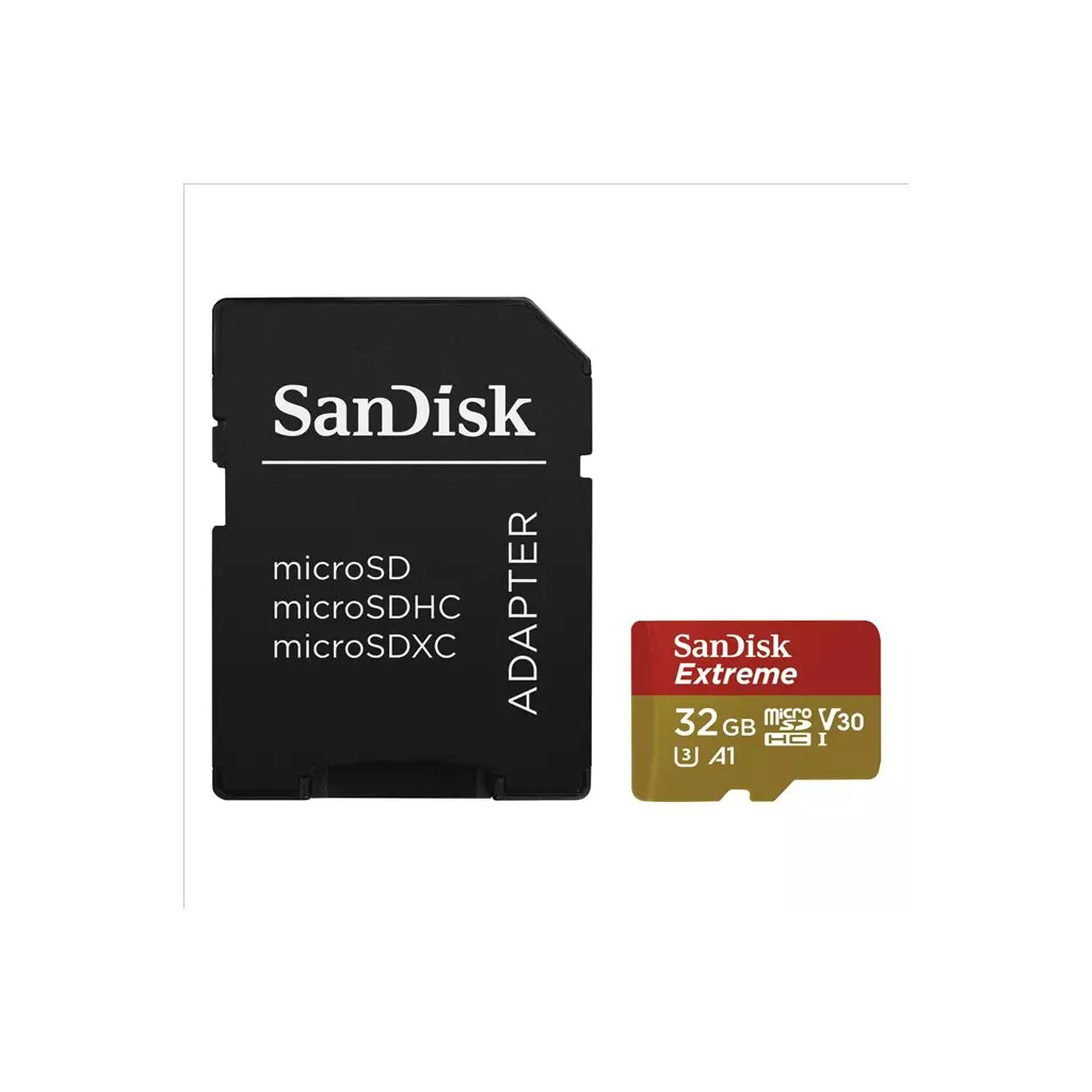 Obrázek produktu SanDisk microSDHC Extreme 32GB 100MB/s A1 Class10 UHS-I V30 + Adapter (SDSQXAF-032G-GN6MA)