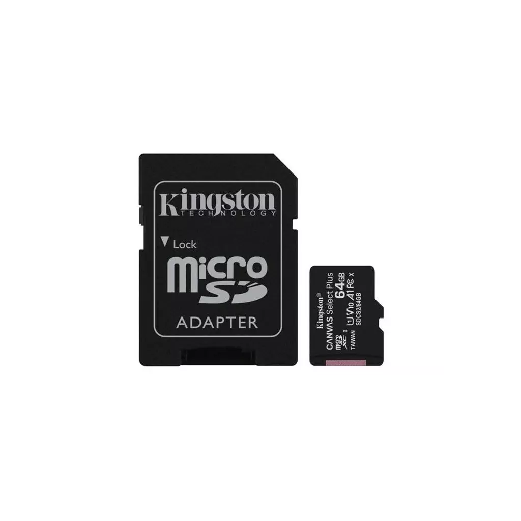 Obrázek produktu KINGSTON microSDXC 64GB Canvas Select Plus A1 C10 Card (rychlost až 100 MB/s) + SD adaptér