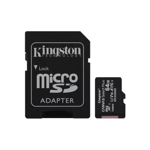 obrázek produktu KINGSTON microSDXC 64GB Canvas Select Plus A1 C10 Card (rychlost až 100 MB/s) + SD adaptér