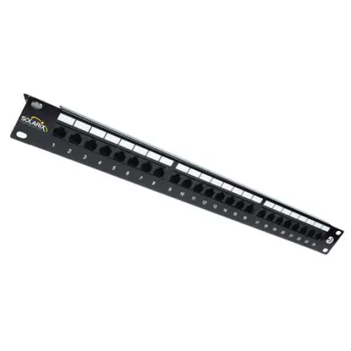 obrázek produktu SOLARIX patch panel, CAT5E, 24 x RJ45, UTP s vyvazovací lištou, černý, 1U