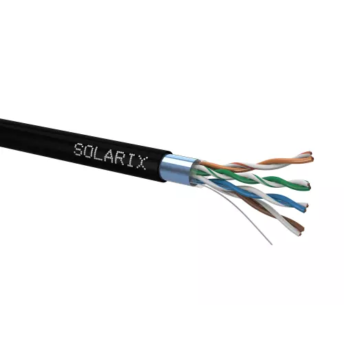 obrázek produktu SOLARIX kabel, CAT5E, FTP PE, drát, venkovní, 305m, box - černá