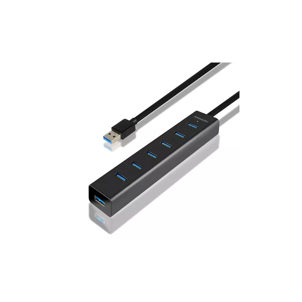 Obrázek produktu AXAGON HUE-SA7BP 7x USB3.0 Alu Charging hub, černý - černá