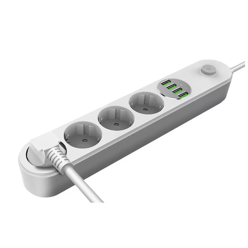 Obrázek produktu ColorWay CW-CHE44W, 4 zásuvky, 2m, 4x USB