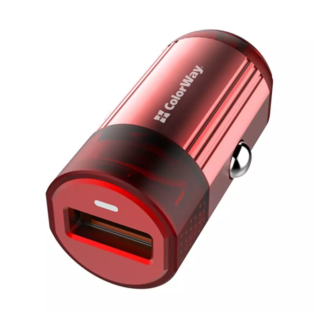 Obrázek produktu ColorWay nabíječka do auta 1x USB 18W QC3.0, červená - červená
