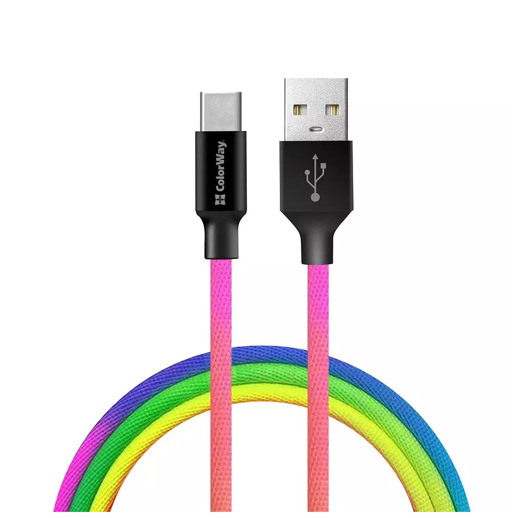 Obrázek produktu ColorWay USB-C kabel 1m 2.4A, vícebarevný