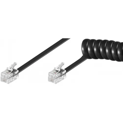 obrázek produktu Kabel telefonní kroucený, 2xRJ10 4p4c, 4m, černý - černá