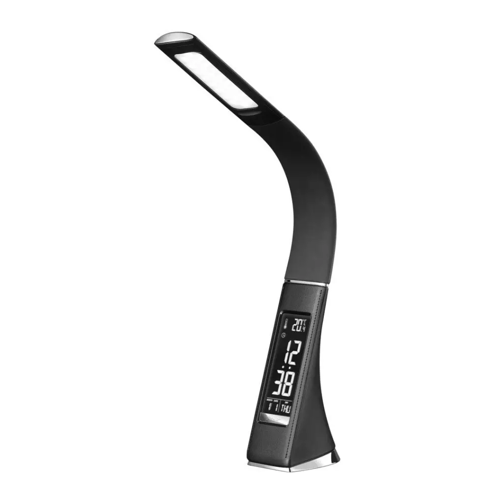 Obrázek produktu Stolní lampa IMMAX Leather Black s displejem, černá