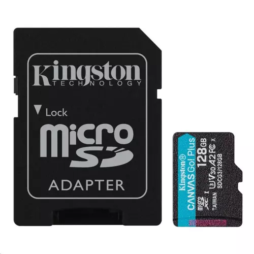 obrázek produktu KINGSTON microSDXC 128GB Canvas Go! Plus A2 U3 V30 170MB/s + SD adaptér