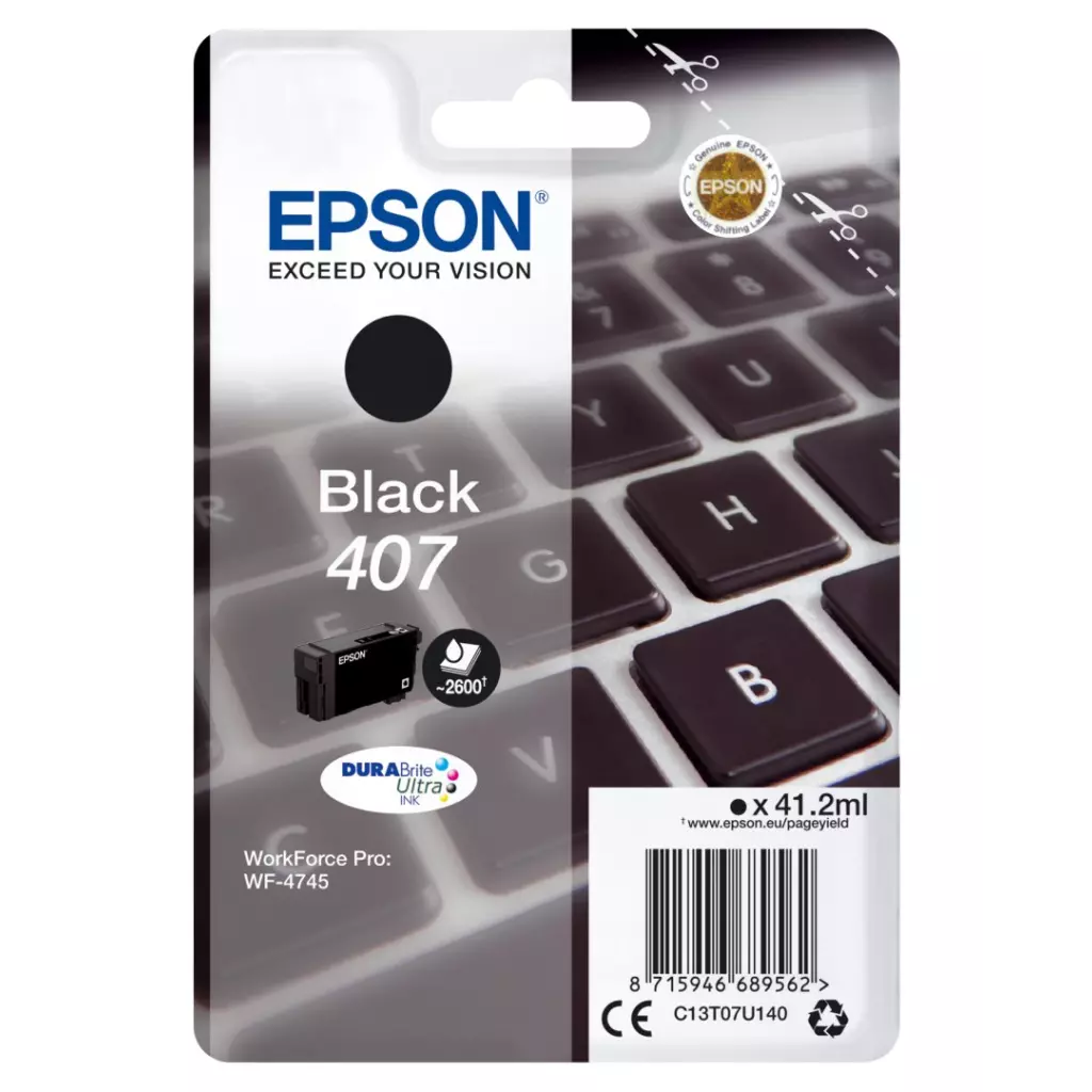 Obrázek produktu Epson 407 - černá - originál - inkoustová cartridge - černá/black