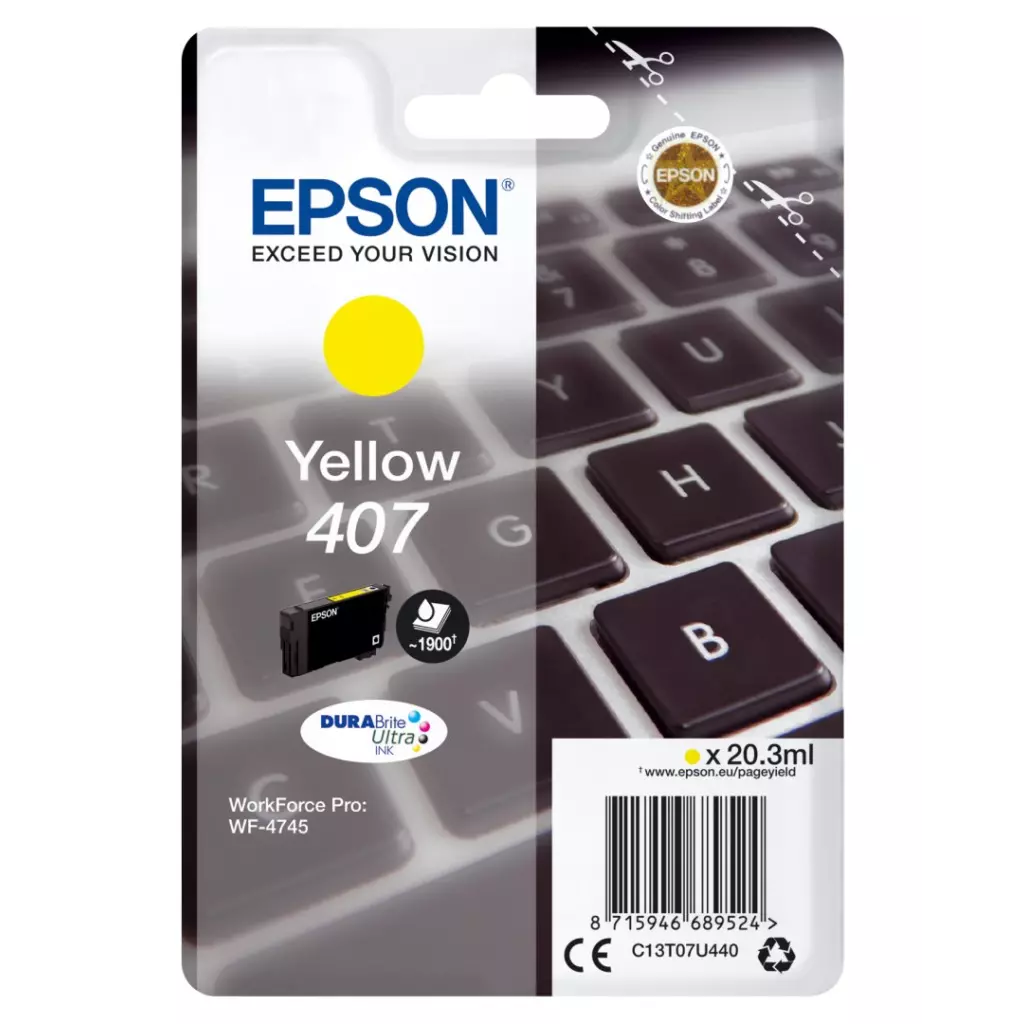 Obrázek produktu Epson 407 - žlutá - originál - inkoustová cartridge - žlutá/yellow