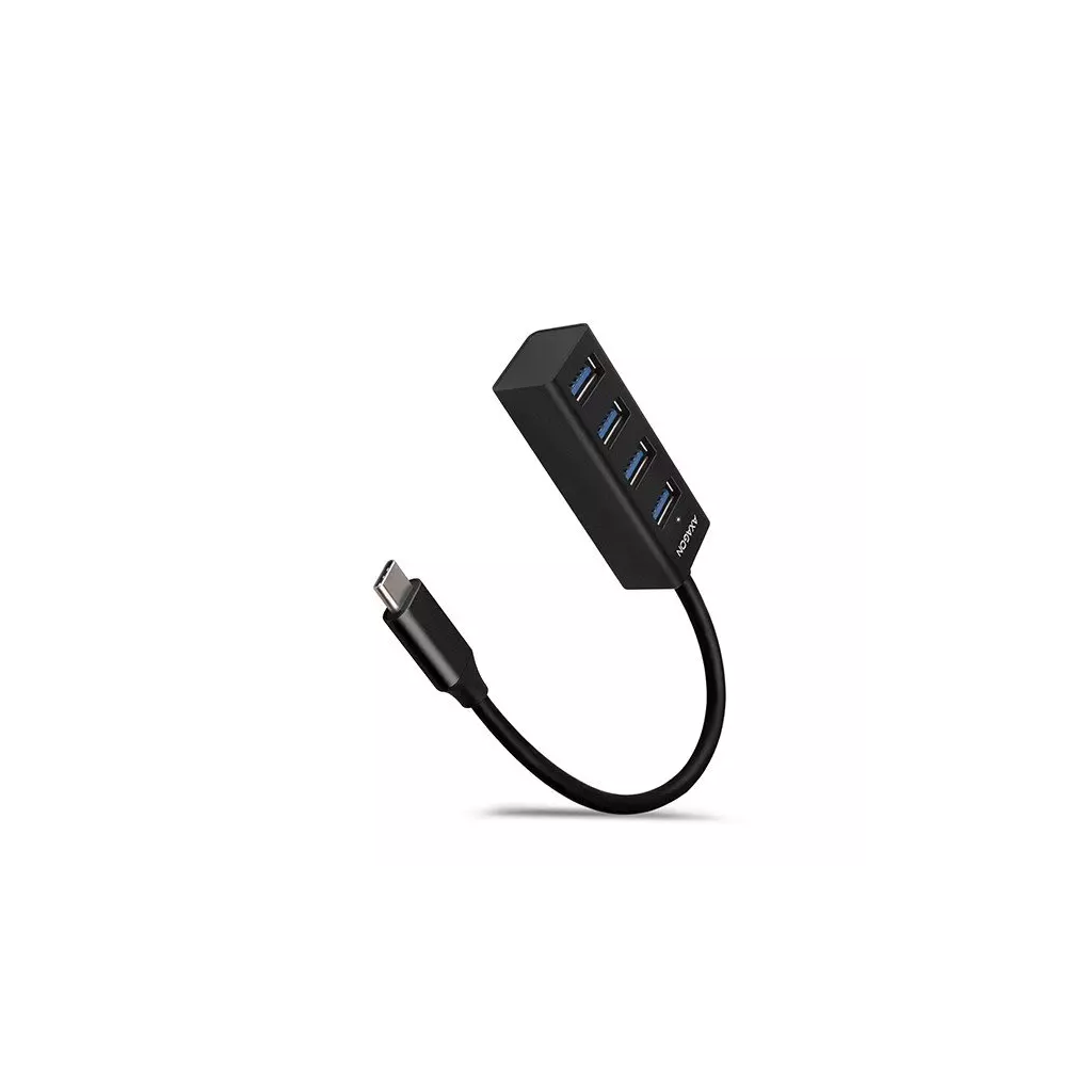 Obrázek produktu AXAGON HUE-M1C, 4x USB 3.2 Gen 1 MINI hub, kovový, kabel USB-C 20cm - černá