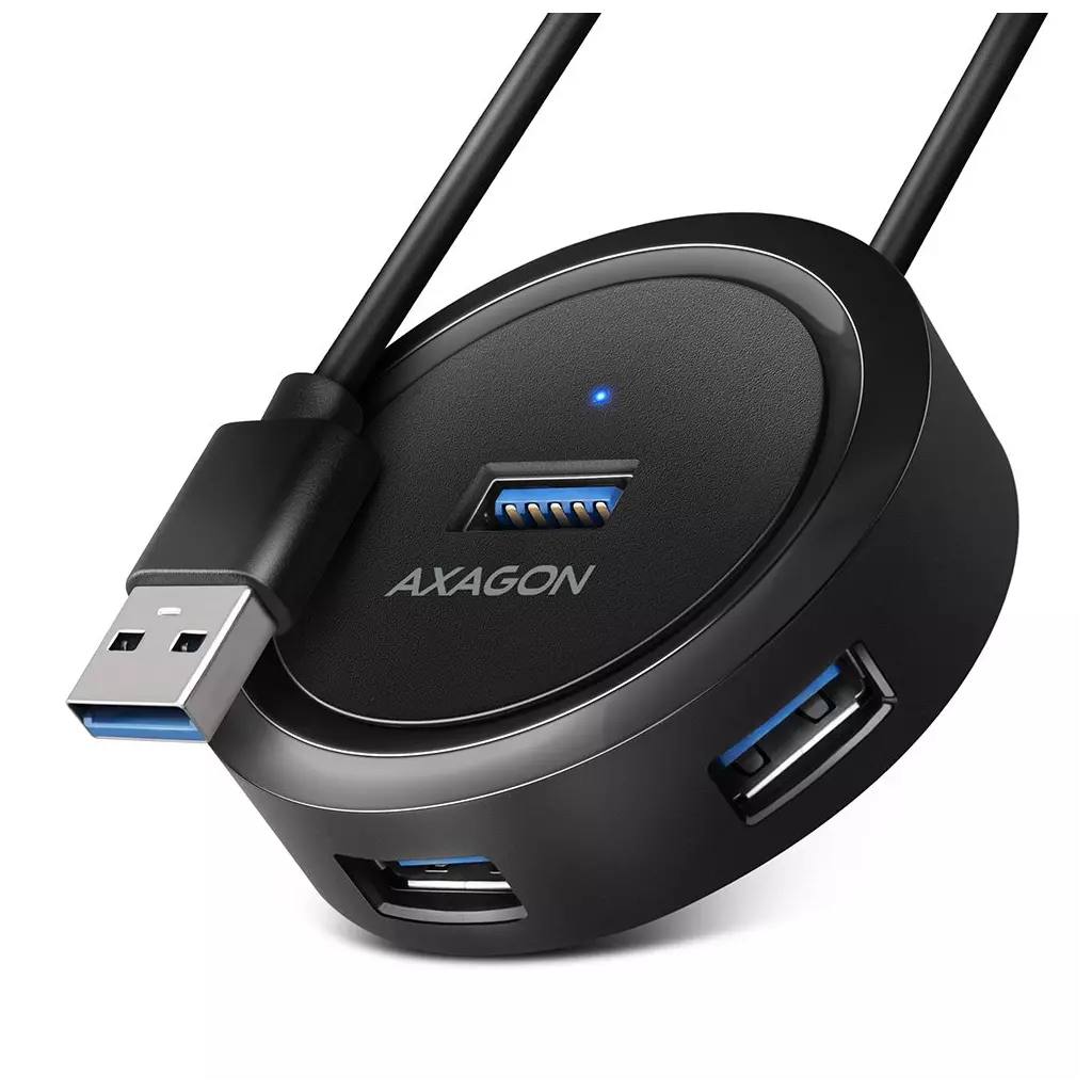 Obrázek produktu AXAGON HUE-P1A, 4x USB 3.2 Gen 1 ROUND hub - černá