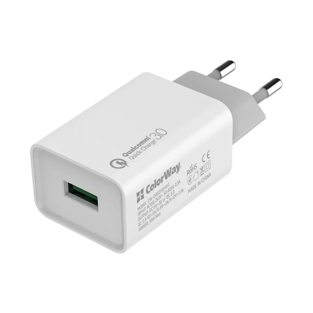 Obrázek produktu ColorWay AC nabíječka 1xUSB QC3.0 18W, bílá - bílá