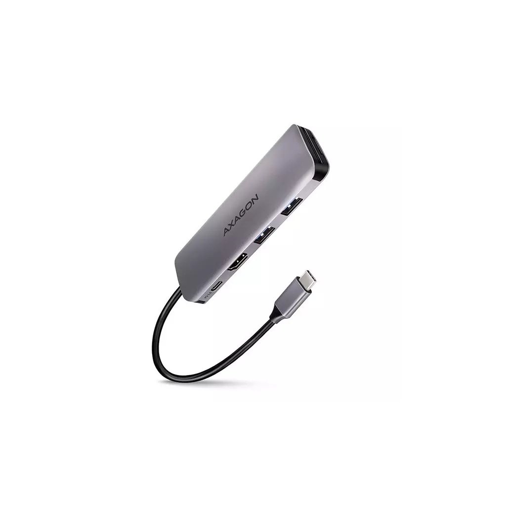 Obrázek produktu AXAGON HMC-5, USB 3.2 Gen 1 hub, 2x USB-A, HDMI - stříbrná