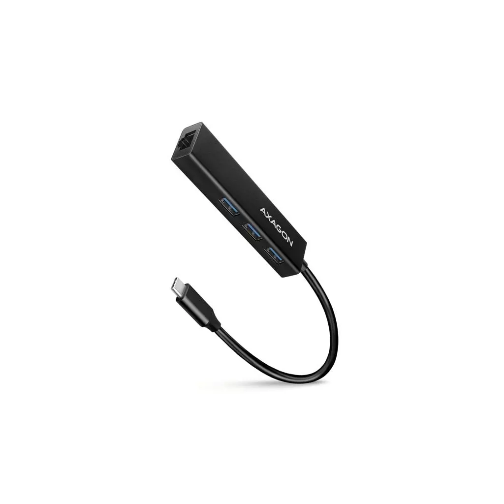 Obrázek produktu AXAGON HMC-GL3A, USB 3.2 Gen 1 hub + Gb LAN - černá