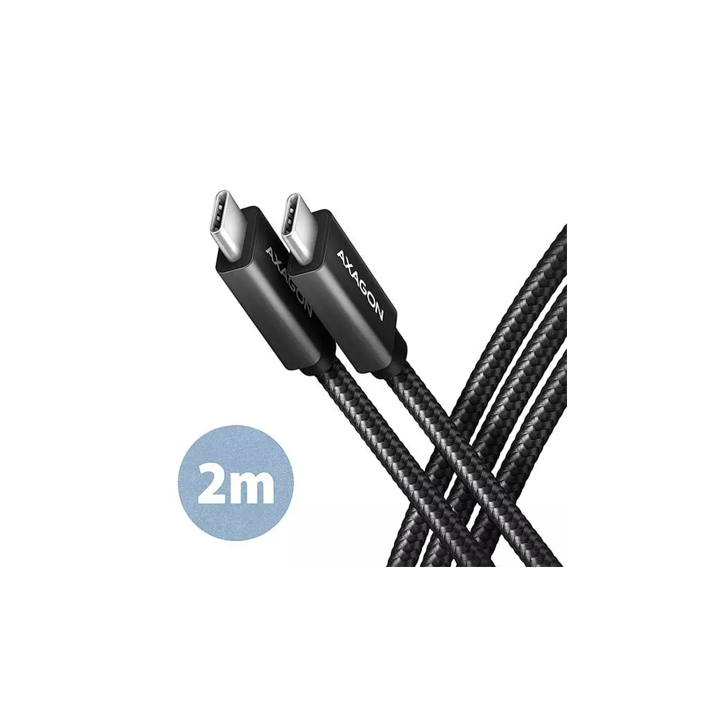 Obrázek produktu AXAGON BUCM32-CM20AB, SPEED+ kabel USB-C <-> USB-C, 2m, USB 20Gbps, PD 100W 5A, 4k HD, ALU, oplet, černý