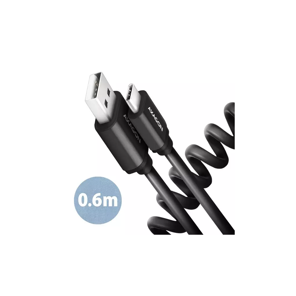 Obrázek produktu AXAGON BUCM-AM10TB, TWISTER kabel USB-C <-> USB-A, 0.6m - černá