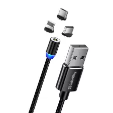 obrázek produktu ColorWay nabíjecí kabel 3v1 USB - Lightning, microUSB a USB-C 1m, magnetický