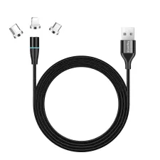 obrázek produktu ColorWay kabel 3v1 USB - Lightning, microUSB a USB-C 1m, QC, magnetický