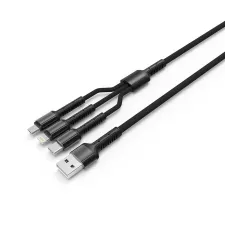 obrázek produktu ColorWay kabel 3v1 USB - Lightning, microUSB a USB-C  4.0A 1.2m