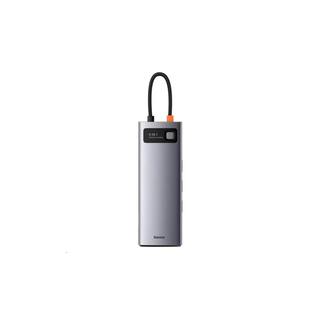 Obrázek produktu Baseus Metal Gleam Series 9v1 HUB USB-C (USB-C PD 100W, 3* USB 3.0, HDMI, VGA, RJ45, SD/TF port), šedá