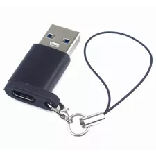 obrázek produktu Adaptér USB3.0 A male - USB-C Female, černý s očkem na zavěšení