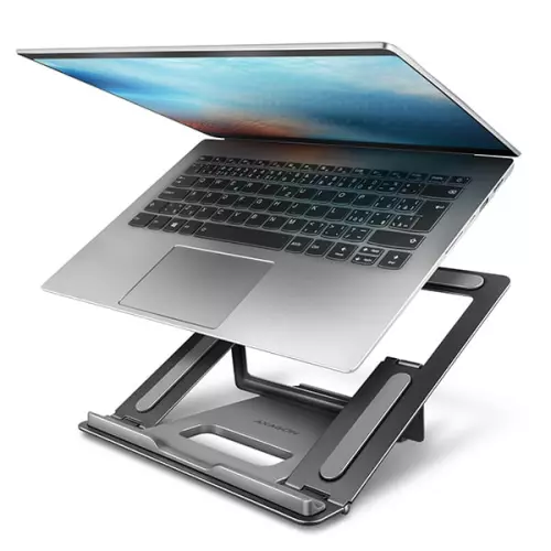obrázek produktu AXAGON STND-L, kovový stojan pro notebooky 10"-17.3", 4 nastavitelné výšky, šedý 