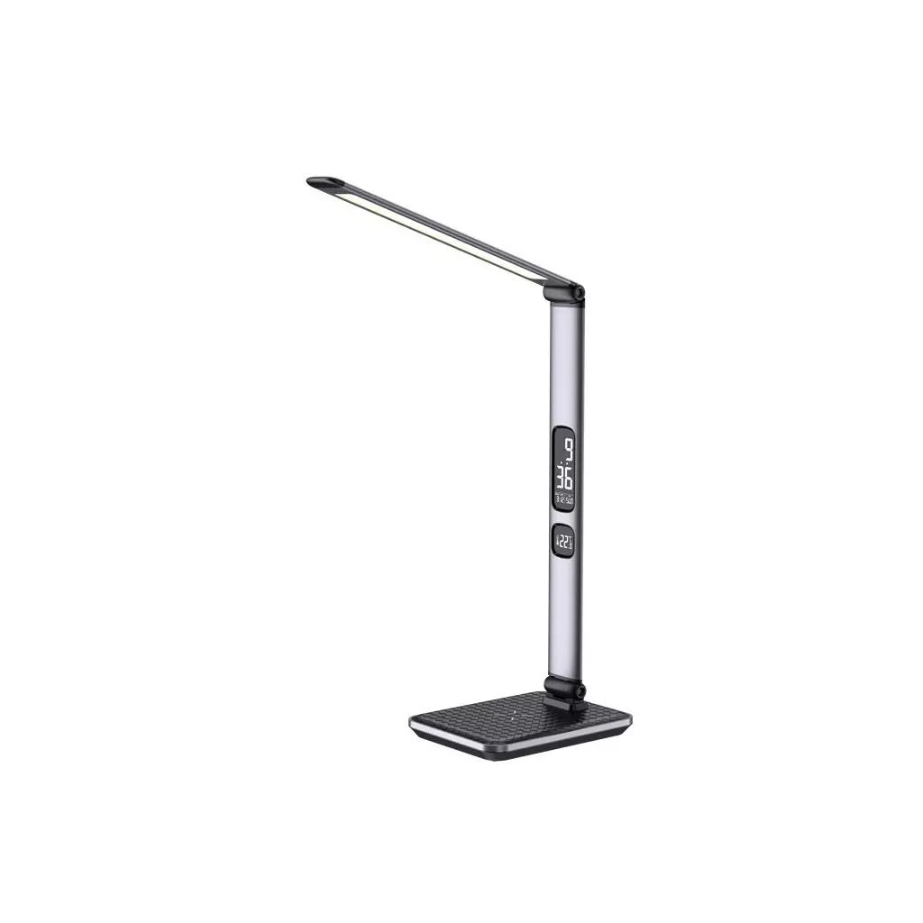 Obrázek produktu IMMAX LED stolní lampička Heron 2/ Qi nabíjení/ 8,5W/ 504lm/ DC 12V/2,5A/ stmívatelná/ sklápěcí rameno/ stříbrná