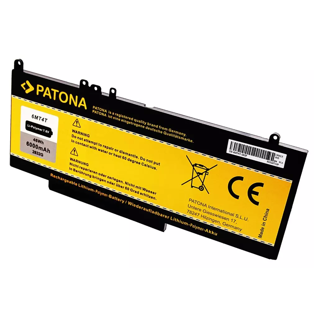Obrázek produktu PATONA baterie pro ntb DELL LATITUDE E5470/E5570/3510 6000mAh Li-lon 7,6V 6MT4T - černá