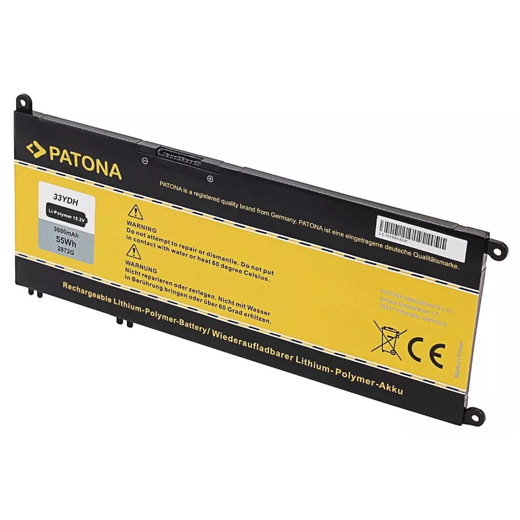 Obrázek produktu PATONA baterie pro ntb DELL Inspiron 13/15/17 G3 3600mAh Li-Pol 15,2V 33YDH - černá
