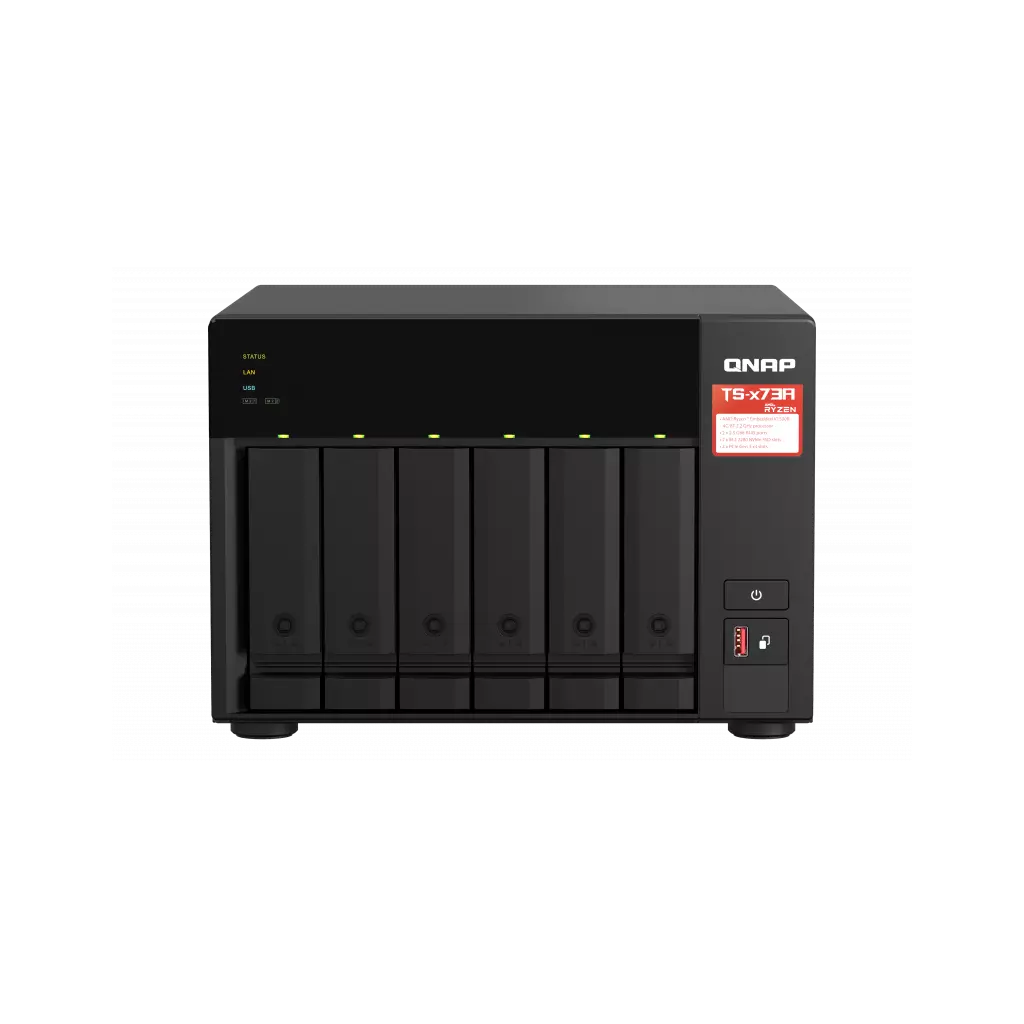 Obrázek produktu QNAP TS-673A-8G (Ryzen 2,2GHz / 8GB RAM / 6x SATA / 2x M.2 NVMe slot / 2x 2,5GbE / 2x PCIe / 4x USB)