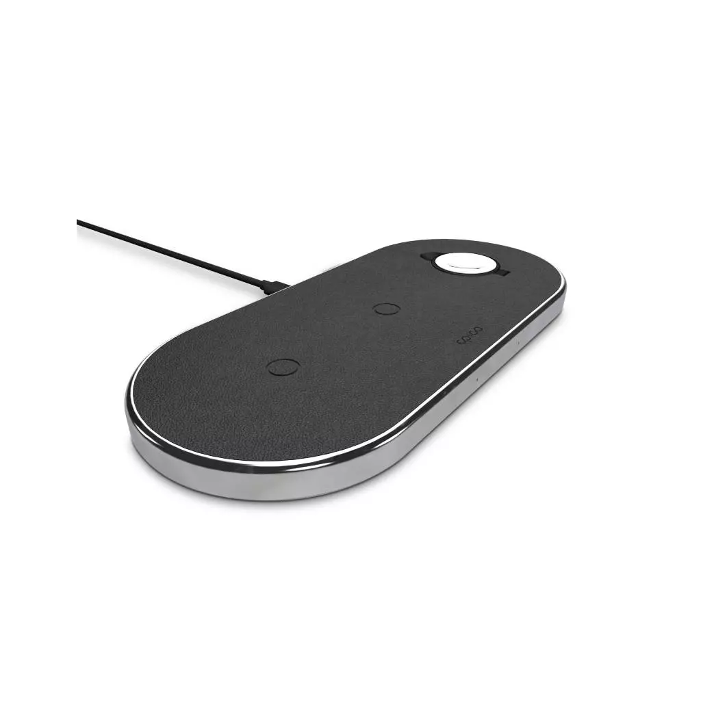 Obrázek produktu Epico Wireless Charging Base 3in1 černá PU kůže- space grey základna - šedá
