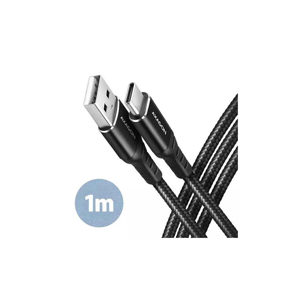 Obrázek produktu AXAGON BUCM-AM10AB, HQ kabel USB-C <-> USB-A, 1m, USB 2.0 - černá