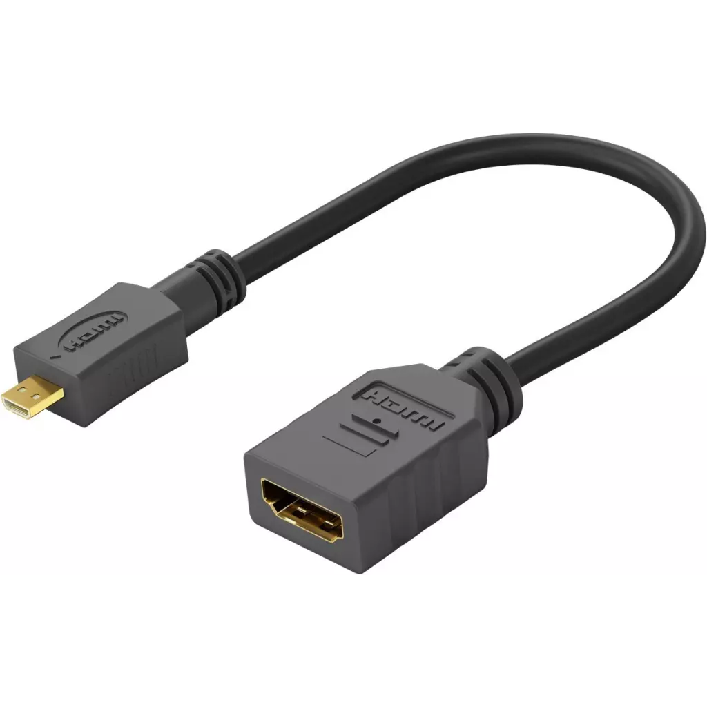 Obrázek produktu PremiumCord Flexi adaptér HDMI Typ A samice - micro HDMI Typ D samec pro ohebné zapojení